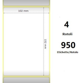 White 102x152mm,950 Et/Rotolo Z-2000D, 4x6x3 Core, 4 Rolls