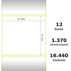 White 57x51mm,1370 Et/Rotolo Z-2000D, 2.2x2x1 Core, 12 Rolls