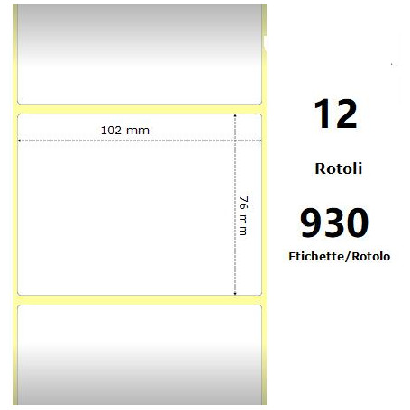 White 102x76mm, 930 Et/Rotolo Z-2000D 4x3x1 Core, 12 Rolls