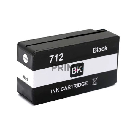 3ED70A 712 38ml Noir Cartouche d'Encre Compatible Avec Plotter Hp Designjet 24", 36", T230, 250, 630, 650